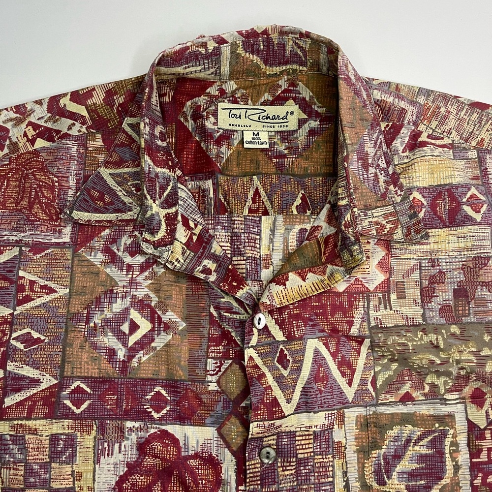 VTG Tori Richard Hawaiian Shirt Mens Sz M Red Floral Tropical Cotton Lawn